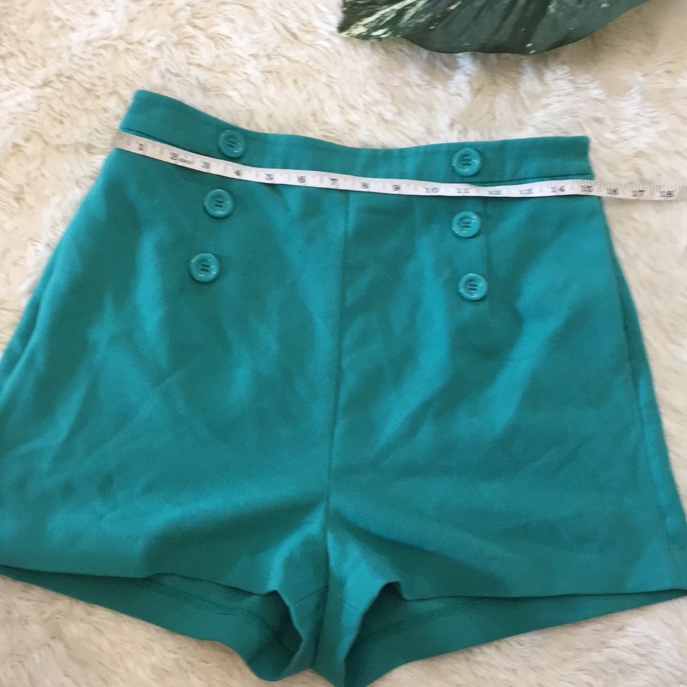 Super cute teal high waisted shorts, large - Picture 2 of 7
